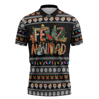 Mexican Sumbrero and Snowman Christmas Zipper Polo Shirt Feliz Navidad Mexico - Wonder Print Shop