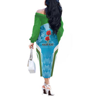 Personalized Azerbaijan Black January Off The Shoulder Long Sleeve Dress 20 Yanvar 1990 - Wonder Print Shop