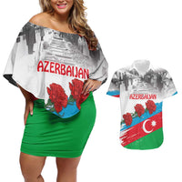 Azerbaijan Qara Yanvar Couples Matching Off Shoulder Short Dress and Hawaiian Shirt with Flag Style LT9 - Wonder Print Shop