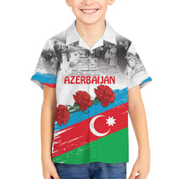 Azerbaijan Qara Yanvar Family Matching Off The Shoulder Long Sleeve Dress and Hawaiian Shirt with Flag Style - Wonder Print Shop