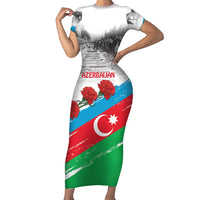 Azerbaijan Qara Yanvar Family Matching Short Sleeve Bodycon Dress and Hawaiian Shirt with Flag Style - Wonder Print Shop