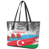 Azerbaijan Qara Yanvar Leather Tote Bag with Flag Style - Wonder Print Shop