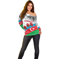 Azerbaijan Qara Yanvar Off Shoulder Sweater with Flag Style - Wonder Print Shop