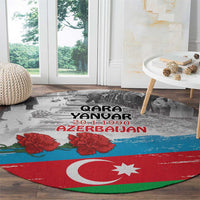 Azerbaijan Qara Yanvar Round Carpet with Flag Style