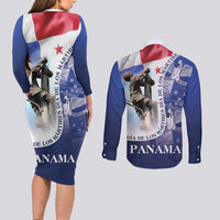 Panama Dia de los Martires Couples Matching Long Sleeve Bodycon Dress and Long Sleeve Button Shirt Panama Martyrs' Day Raises Flag LT9 - Wonder Print Shop