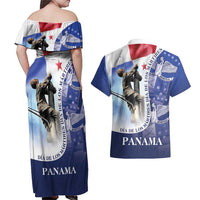Panama Dia de los Martires Couples Matching Off Shoulder Maxi Dress and Hawaiian Shirt Panama Martyrs' Day Raises Flag LT9 - Wonder Print Shop