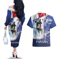 Panama Dia de los Martires Couples Matching Off The Shoulder Long Sleeve Dress and Hawaiian Shirt Panama Martyrs' Day Raises Flag LT9 - Wonder Print Shop