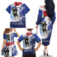 Panama Dia de los Martires Family Matching Off The Shoulder Long Sleeve Dress and Hawaiian Shirt Panama Martyrs' Day Raises Flag - Wonder Print Shop