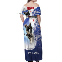 Panama Dia de los Martires Family Matching Off Shoulder Maxi Dress and Hawaiian Shirt Panama Martyrs' Day Raises Flag LT9 - Wonder Print Shop