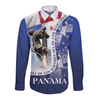 Panama Dia de los Martires Long Sleeve Button Shirt Panama Martyrs' Day Raises Flag - Wonder Print Shop