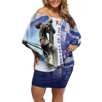 Panama Dia de los Martires Off Shoulder Short Dress Panama Martyrs' Day Raises Flag - Wonder Print Shop