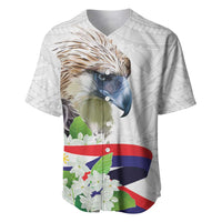 Philippines Eagle and Sampaguita Flowers Baseball Jersey Polynesian Pattern LT9 - Wonder Print Shop