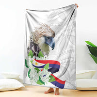 Philippines Eagle and Sampaguita Flowers Blanket Polynesian Pattern