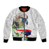 Philippines Eagle and Sampaguita Flowers Bomber Jacket Polynesian Pattern LT9 - Wonder Print Shop