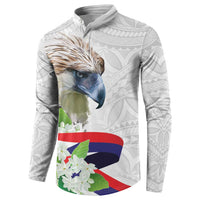 Philippines Eagle and Sampaguita Flowers Button Sweatshirt Polynesian Pattern LT9 - Wonder Print Shop