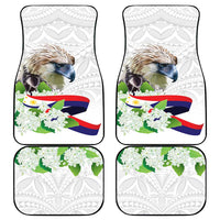 Philippines Eagle and Sampaguita Flowers Car Mats Polynesian Pattern LT9 - Wonder Print Shop