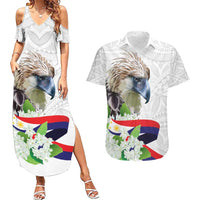 Philippines Eagle and Sampaguita Flowers Couples Matching Summer Maxi Dress and Hawaiian Shirt Polynesian Pattern LT9 - Wonder Print Shop