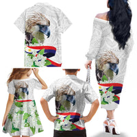 Philippines Eagle and Sampaguita Flowers Family Matching Off The Shoulder Long Sleeve Dress and Hawaiian Shirt Polynesian Pattern - Wonder Print Shop
