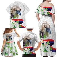 Philippines Eagle and Sampaguita Flowers Family Matching Off Shoulder Maxi Dress and Hawaiian Shirt Polynesian Pattern LT9 - Wonder Print Shop