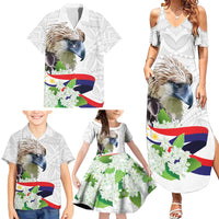 Philippines Eagle and Sampaguita Flowers Family Matching Summer Maxi Dress and Hawaiian Shirt Polynesian Pattern - Wonder Print Shop