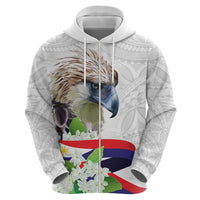 Philippines Eagle and Sampaguita Flowers Hoodie Polynesian Pattern - Wonder Print Shop