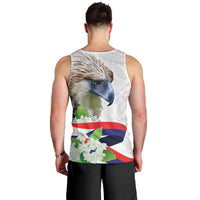 Philippines Eagle and Sampaguita Flowers Men Tank Top Polynesian Pattern - Wonder Print Shop