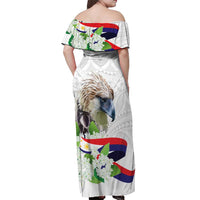 Philippines Eagle and Sampaguita Flowers Off Shoulder Maxi Dress Polynesian Pattern - Wonder Print Shop
