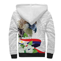 Philippines Eagle and Sampaguita Flowers Sherpa Hoodie Polynesian Pattern - Wonder Print Shop