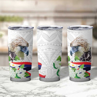 Philippines Eagle and Sampaguita Flowers Tumbler Cup Polynesian Pattern - Wonder Print Shop