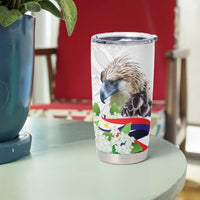 Philippines Eagle and Sampaguita Flowers Tumbler Cup Polynesian Pattern - Wonder Print Shop