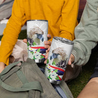 Philippines Eagle and Sampaguita Flowers Tumbler Cup Polynesian Pattern - Wonder Print Shop