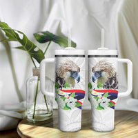 Philippines Eagle and Sampaguita Flowers Tumbler With Handle Polynesian Pattern - Wonder Print Shop