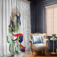 Philippines Eagle and Sampaguita Flowers Window Curtain Polynesian Pattern - Wonder Print Shop