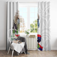 Philippines Eagle and Sampaguita Flowers Window Curtain Polynesian Pattern - Wonder Print Shop