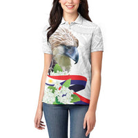 Philippines Eagle and Sampaguita Flowers Women Polo Shirt Polynesian Pattern - Wonder Print Shop