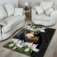 Philippines Eagle with Coat Of Arm Area Rug Simple Sampaguita Jasmine LT9 - Wonder Print Shop