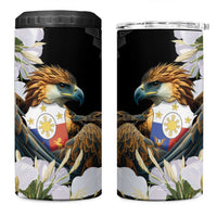 Philippines Eagle with Coat Of Arm 4 in 1 Can Cooler Tumbler Simple Sampaguita Jasmine LT9 - Wonder Print Shop