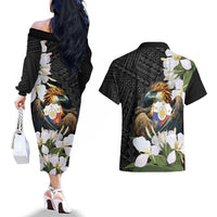 Philippines Eagle with Coat Of Arm Couples Matching Off The Shoulder Long Sleeve Dress and Hawaiian Shirt Simple Sampaguita Jasmine LT9 - Wonder Print Shop