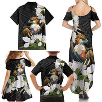 Philippines Eagle with Coat Of Arm Family Matching Summer Maxi Dress and Hawaiian Shirt Simple Sampaguita Jasmine - Wonder Print Shop