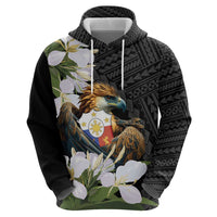 Philippines Eagle with Coat Of Arm Hoodie Simple Sampaguita Jasmine - Wonder Print Shop