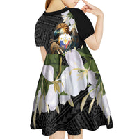 Philippines Eagle with Coat Of Arm Kid Short Sleeve Dress Simple Sampaguita Jasmine - Wonder Print Shop