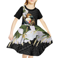 Philippines Eagle with Coat Of Arm Kid Short Sleeve Dress Simple Sampaguita Jasmine - Wonder Print Shop