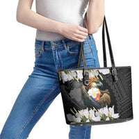 Philippines Eagle with Coat Of Arm Leather Tote Bag Simple Sampaguita Jasmine - Wonder Print Shop