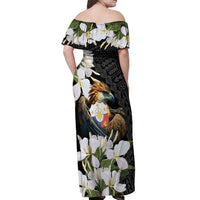 Philippines Eagle with Coat Of Arm Off Shoulder Maxi Dress Simple Sampaguita Jasmine - Wonder Print Shop