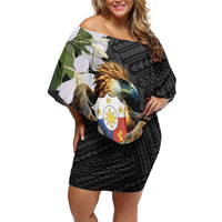 Philippines Eagle with Coat Of Arm Off Shoulder Short Dress Simple Sampaguita Jasmine - Wonder Print Shop