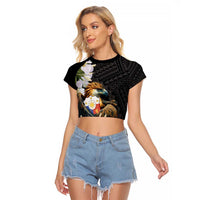 Philippines Eagle with Coat Of Arm Raglan Cropped T Shirt Simple Sampaguita Jasmine - Wonder Print Shop