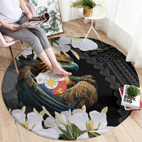 Philippines Eagle with Coat Of Arm Round Carpet Simple Sampaguita Jasmine