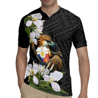 Philippines Eagle with Coat Of Arm Rugby Jersey Simple Sampaguita Jasmine - Wonder Print Shop