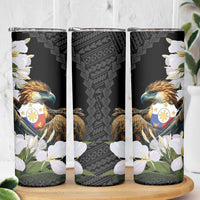 Philippines Eagle with Coat Of Arm Skinny Tumbler Simple Sampaguita Jasmine - Wonder Print Shop