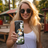 Philippines Eagle with Coat Of Arm Skinny Tumbler Simple Sampaguita Jasmine - Wonder Print Shop